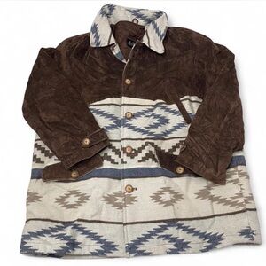 Suede Woman’s Brown Coat Vintage Wool/Leather